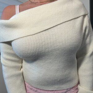 REVOLVE Cream Off-the-Shoulder Sweater
